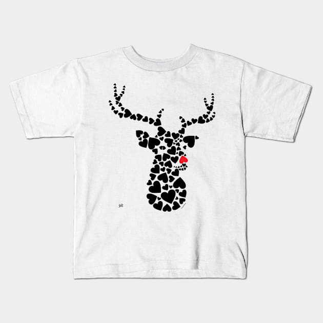 Deer Graphic Hearts Wild Animal Cool Winter Kids T-Shirt by DoubleBrush